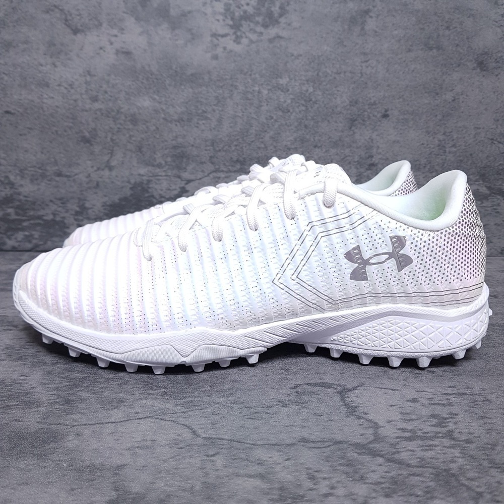 UNDER ARMOUR Blur Pro Turf Lacrosse Cleats Mens 10 Womens 11.5 Silver White